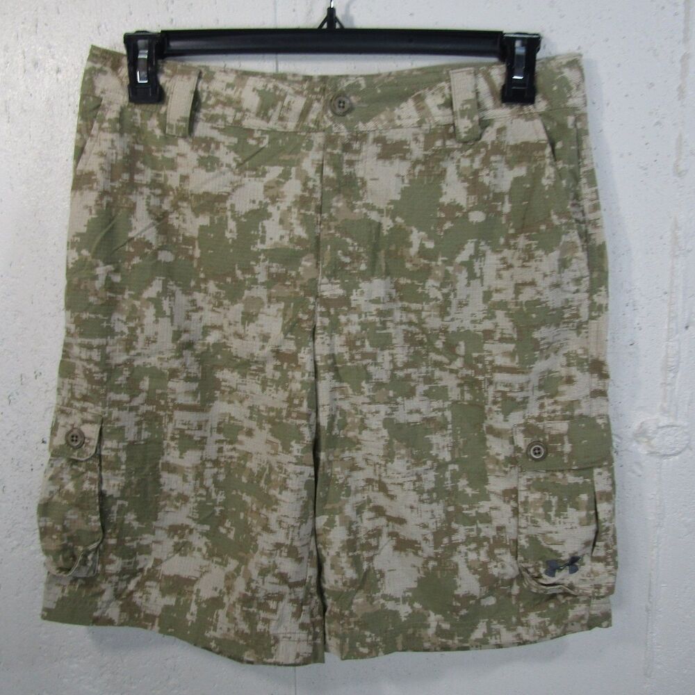 Under Armour YXL Loose Fit Digital Camo Cargo Shorts 11" Inseam Nylon